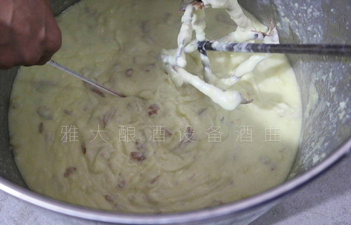 土豆打碎完成后，溫度為50度