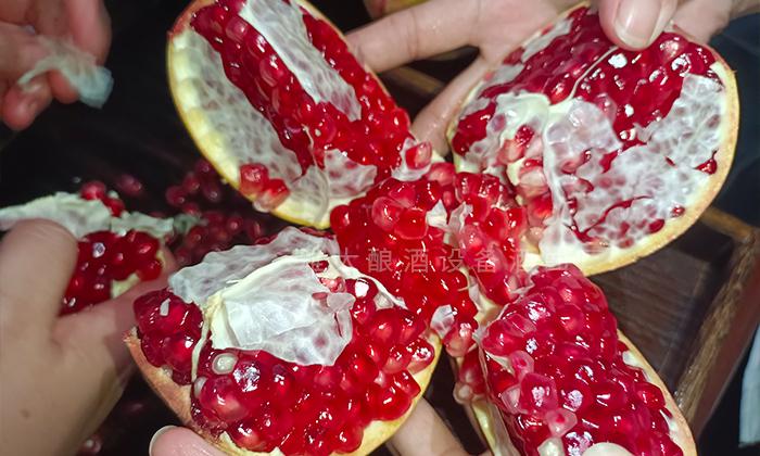 劃開石榴，取出果粒