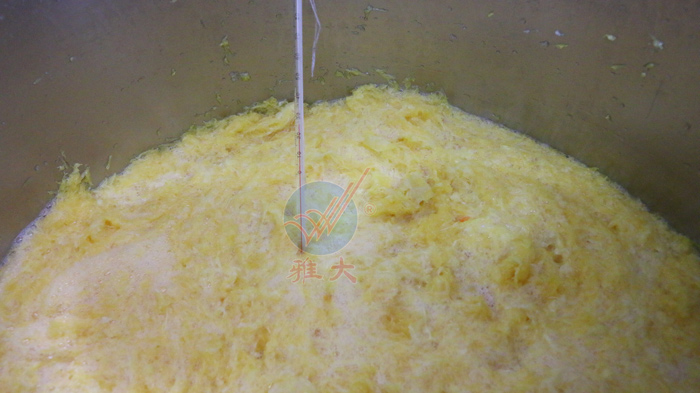 8、下曲后攪拌均勻，測(cè)量溫度接近30